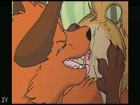 Orange fox eating and fucking the pussy of a female furry fox